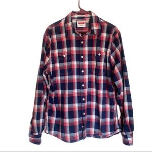 Wrangler Flex Comfort Plaid Button Down Casual Long Sleeve Shirt